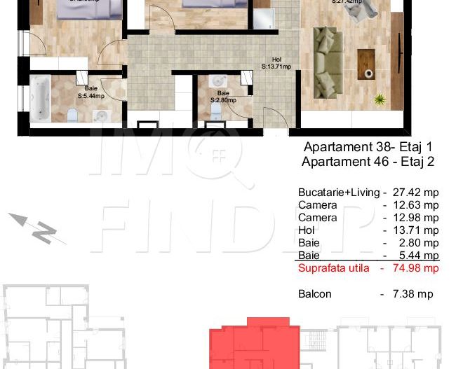 Vanzare  3 camere  imobil nou, zona Piata Cipariu - Poză 3