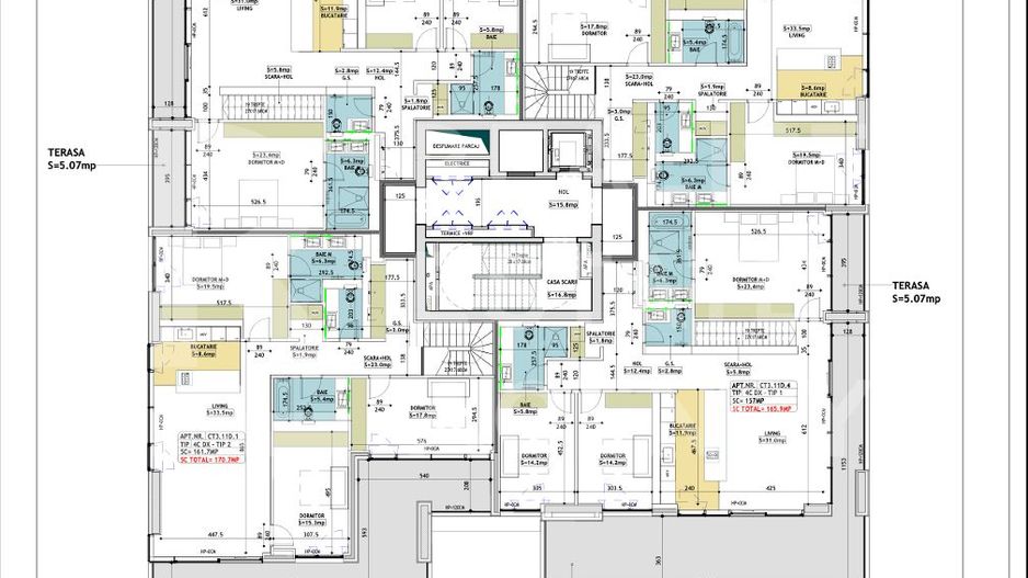 Penthouse Mobilat cu vedere panoramică, 4 camere, One Cotroceni Park - Schiță 33