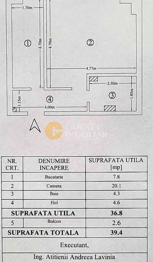 CUG la bulevard 1 camera Decomandat - 40mp - etaj intermediar - Poză 7