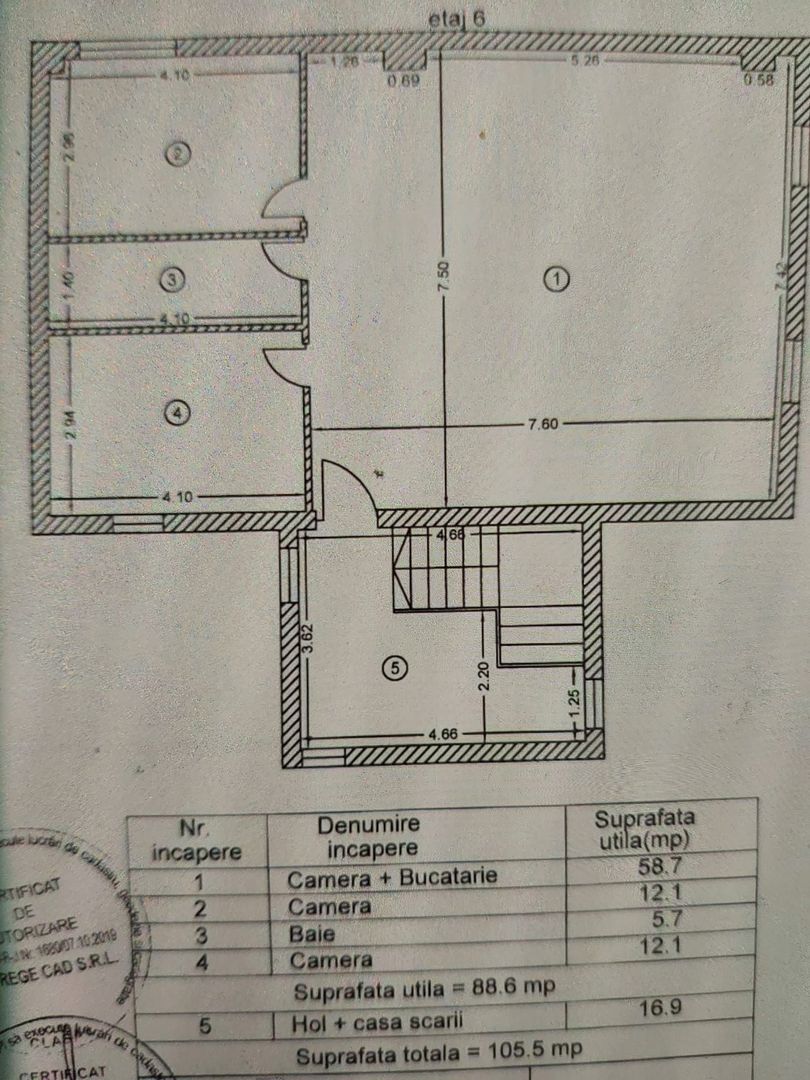 DE VÂNZARE APARTAMENT 3 CAMERE | TERASĂ 15 MP  | ZONA EMINESCU | DACIA - Schiță 11