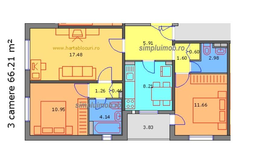 3 camere centrala 2 bai parcare 1986 Metrou Piata Sudului Sector 4 - Poză 14