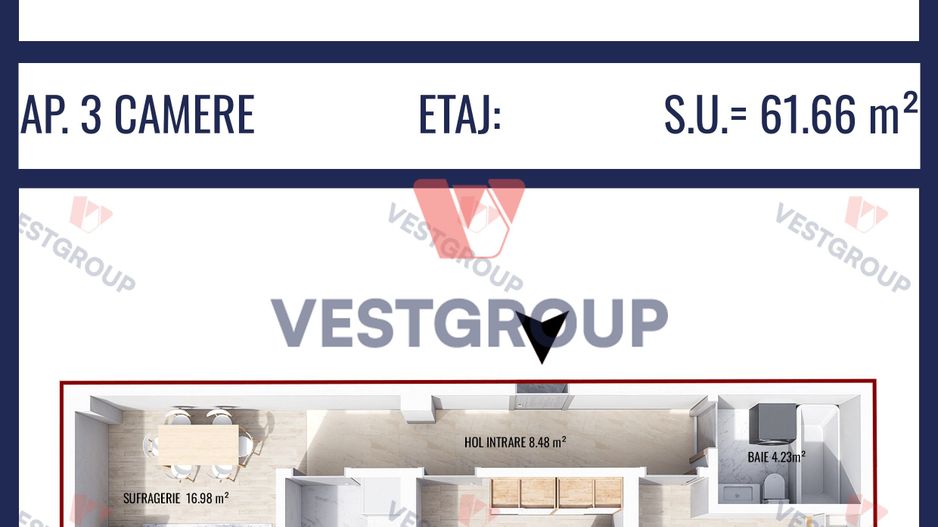 Apartament 3 camere Proiect Weiner 5 Direct Dezvoltator Vest Group - Poză 2