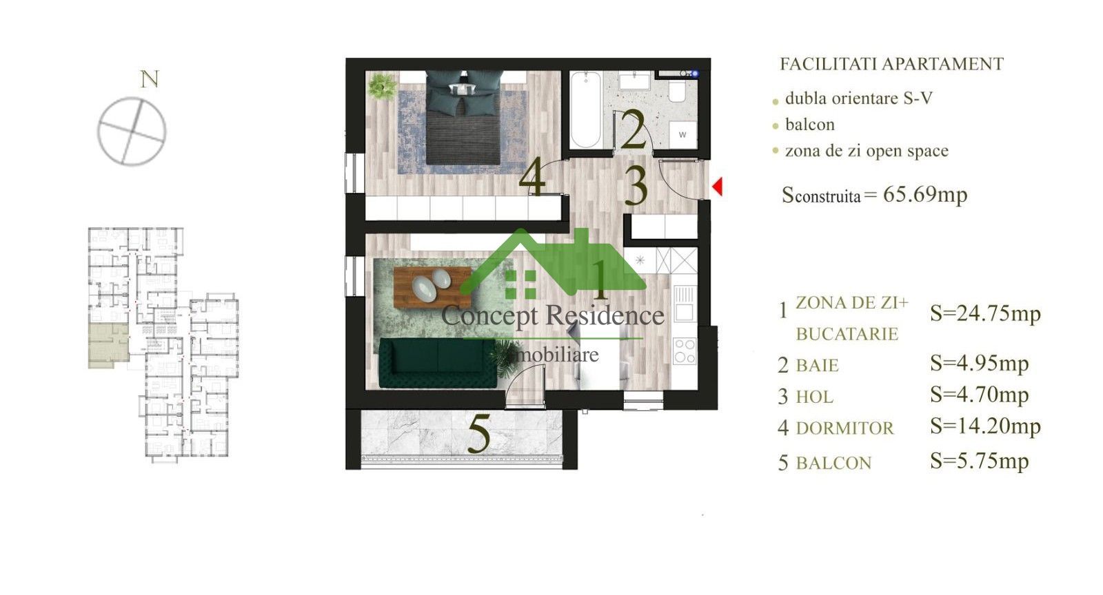 Apartament 2 camere tip open space, etaj 2/3, str. Anton Pann - Poză 7