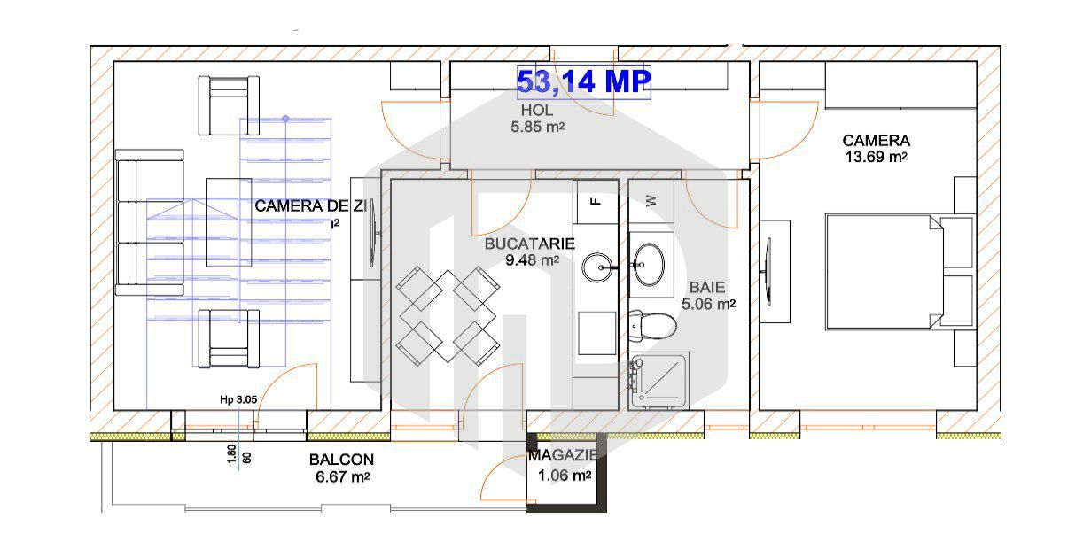 Doamna Stanca - Apartament 2 camere cu bucatarie separata - Poză 11