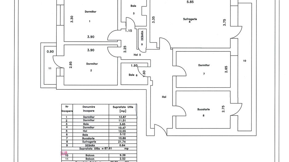 Apartament cu 4 camere, SC -133 mp, etaj 3, VASLUI - zona TRAIAN - ITM; - Poză 14