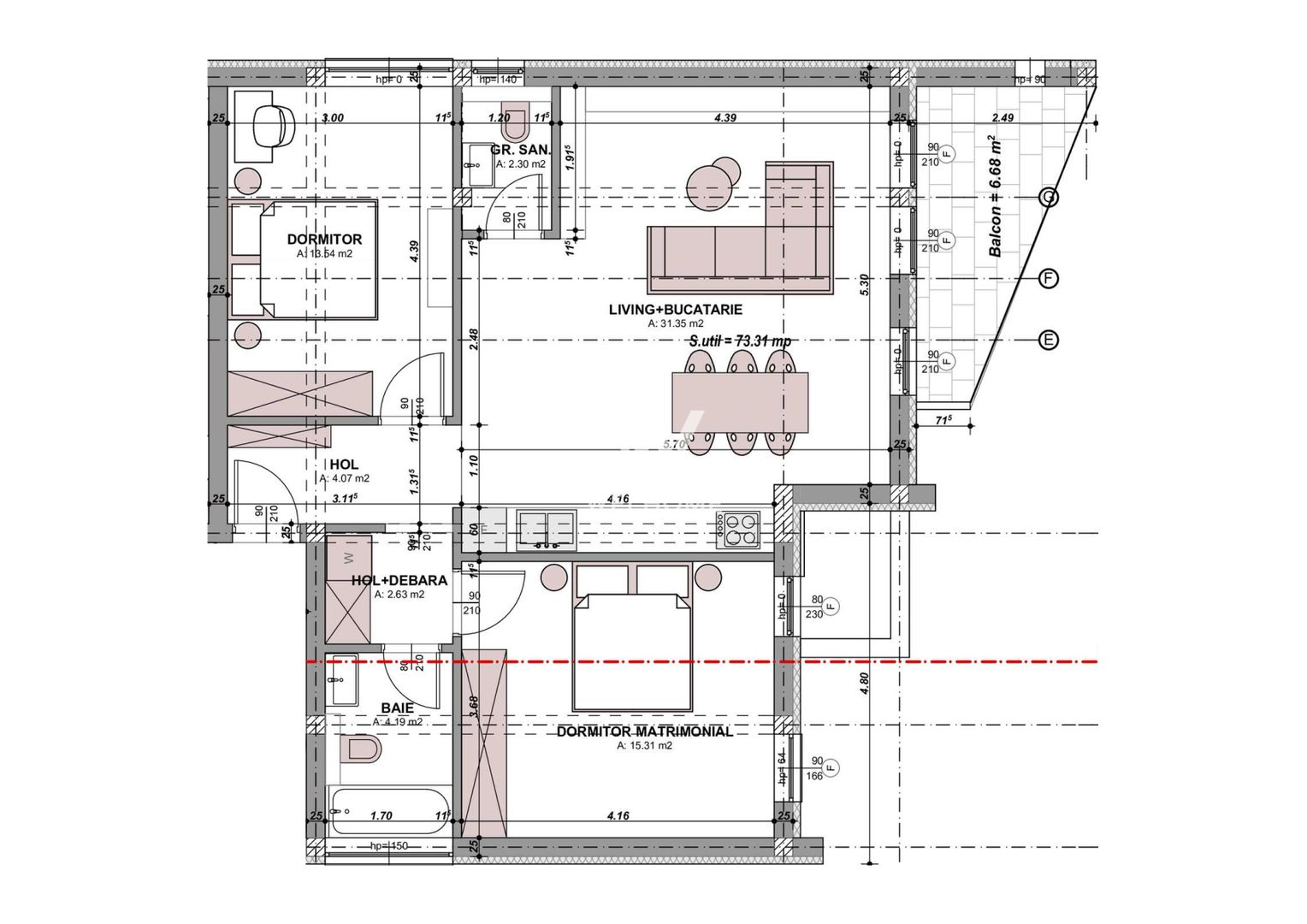 Apartament la Vila, 3 camere, Cartierul Arhitectilor - Schiță 6