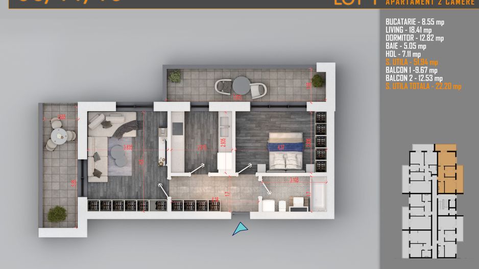 AP. 2CAM. IN BLOC P+3 / LOCUINTA SAU INVESTITIE. METROU N. TECLU! - Poză 1
