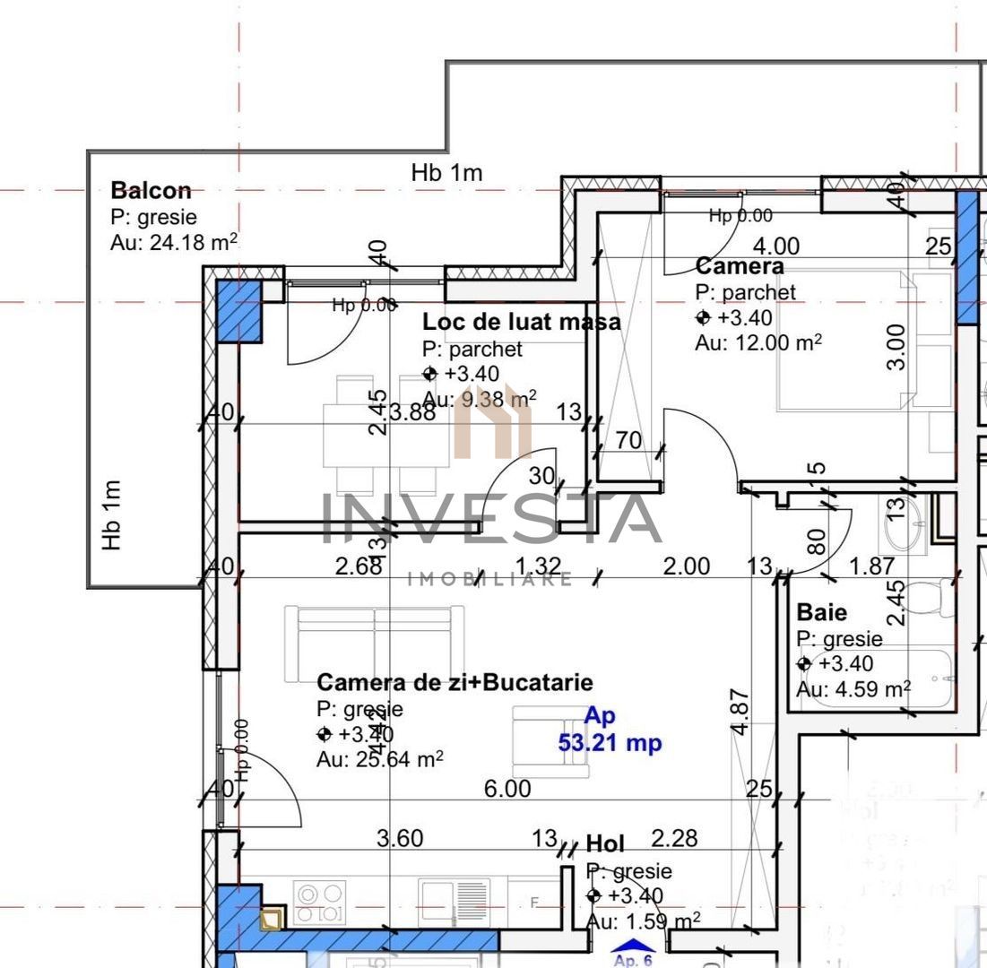 Apartament cu 3 camere, etaj intermediar, bloc nou, zona Iulius Mall - Schiță 6