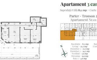 Apartament 3 Camere Premium + Curte 121 mp | Metrou Nicolae Teclu - Schiță 11