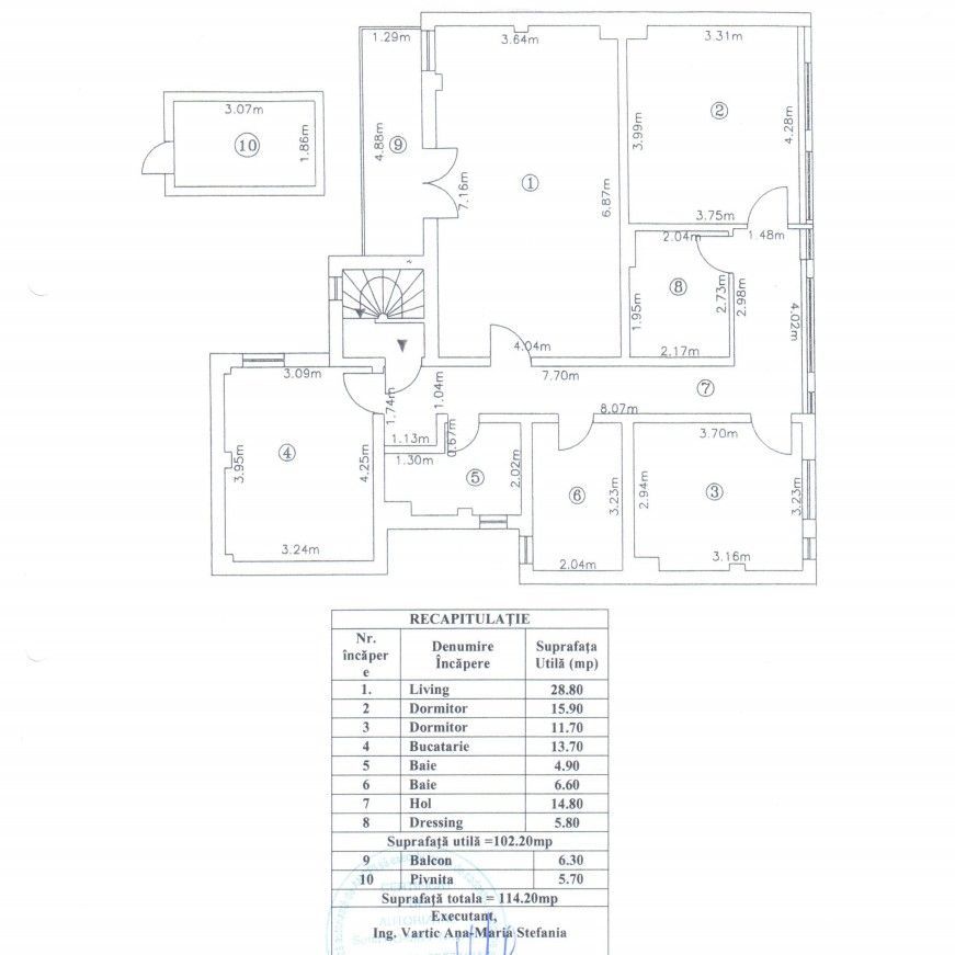 Comision 0% | Apartament 3,5 camere Turda | Gradinita nr 42 - Schiță 17
