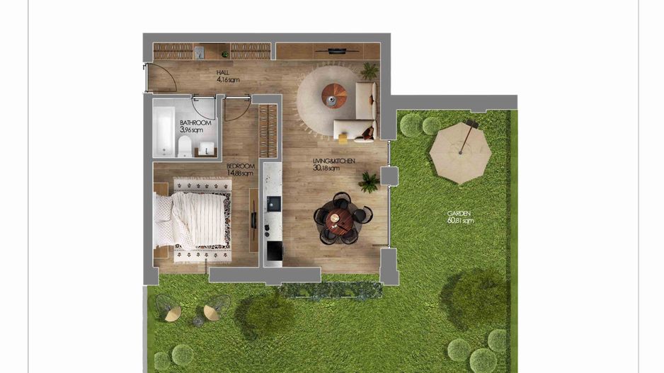 Apartament de 2 camere cu gradina - Poză 4