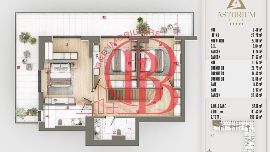 4 camere Duplex  Proiect Premium Titan Pallady - Schiță 6