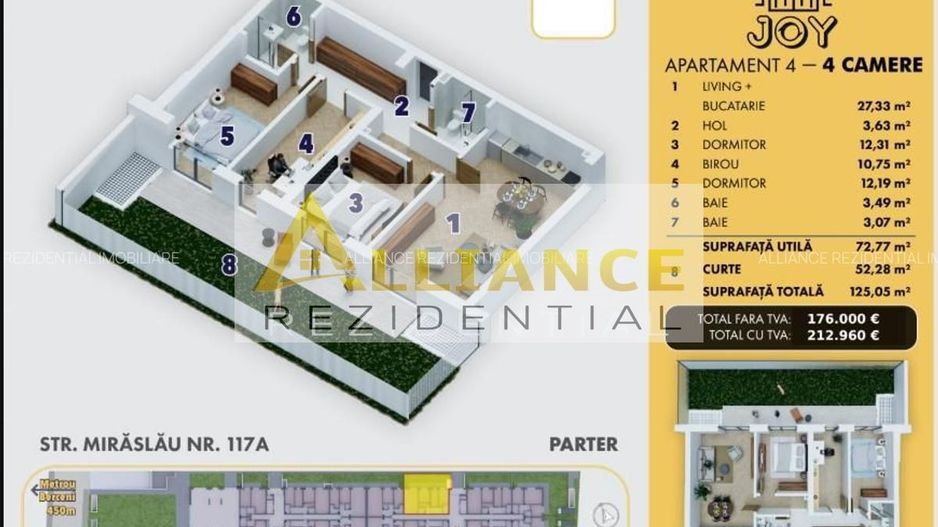 Ap 4 camere cu gradina langa metrou Berceni - Poză 3