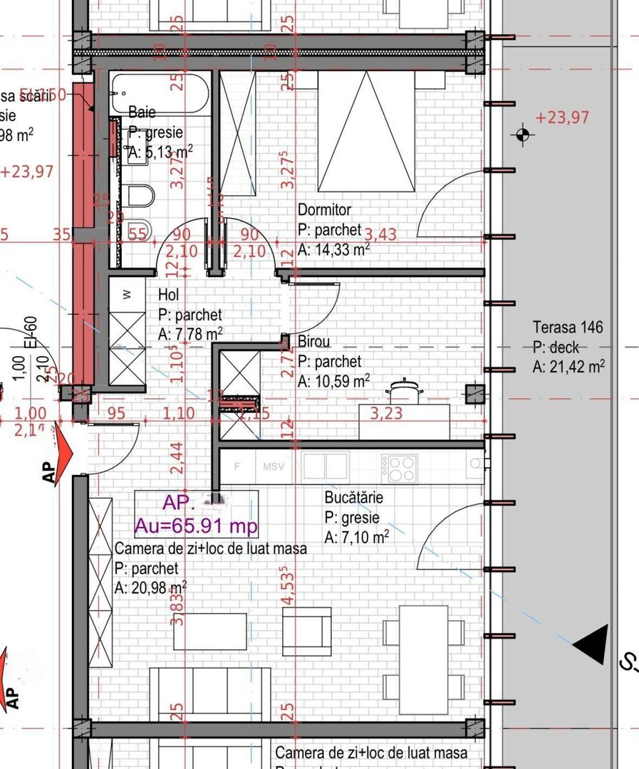 | Apartament cu 3 camere | CF | Bloc nou | 66.0 mp | Colonia Sopor | - Poză 2