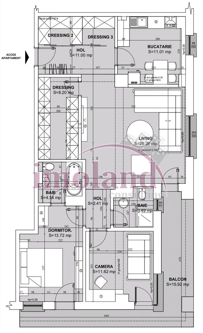 Apartament 3 camere cu dressing mare - Petricani-Lacul Tei - Schiță 18