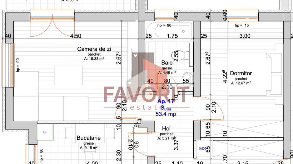 2 camere langa ESO | Decomandat | Bucatarie separata | Etaj intermediar - Schiță 6
