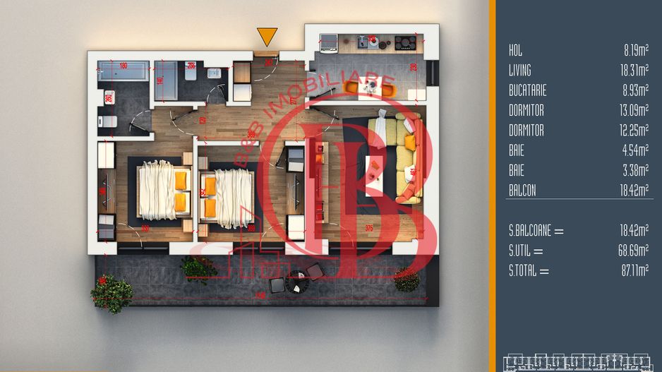 Oferta Lansare 3 camere proiect nou Pallady - Schiță 7