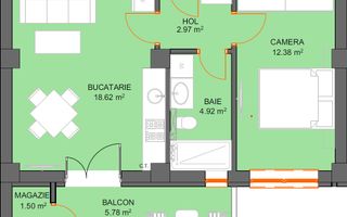 Apartament Doamna Stanca cu parcare si  vedere spre munte, Comision 0 - Schiță 11