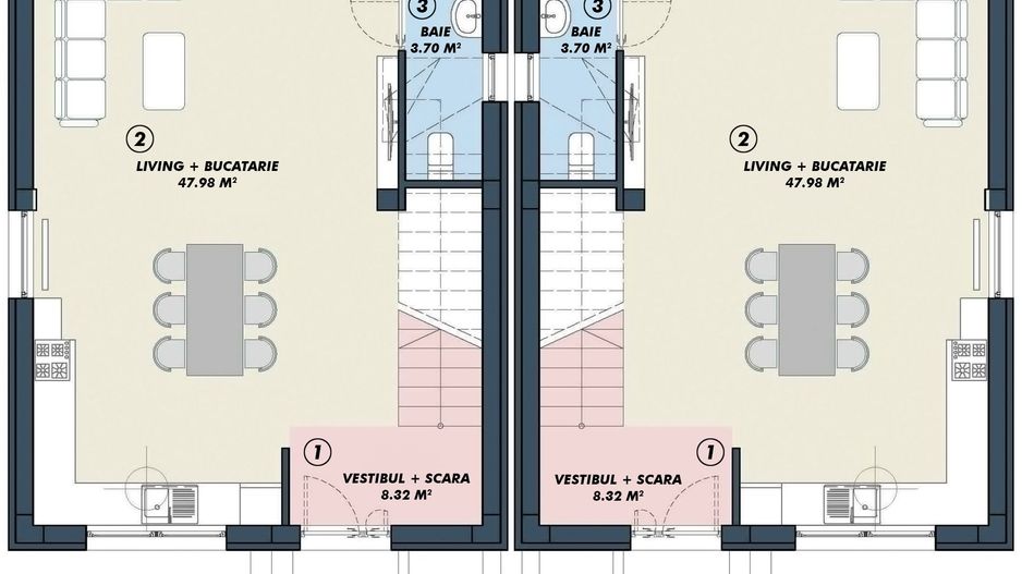 VILA TIP DUPLEX CU GRADINA SI FINISAJE MODERNE | TUNARI - Schiță 4