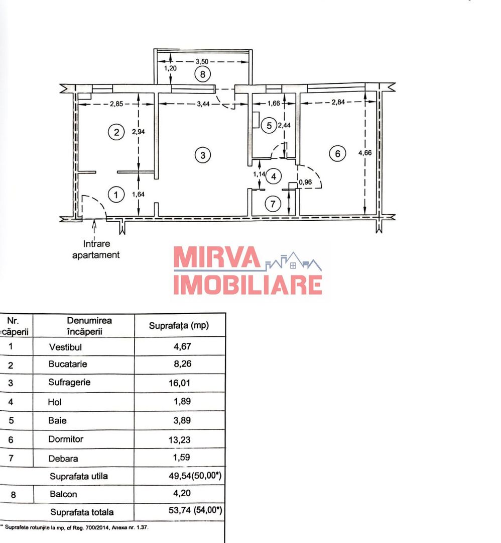 Apartament 2 camere, confort 1, zona Nord - Schiță 20