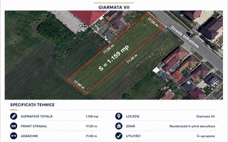 Teren intravilan 1.158 mp | Giarmata Vii | Acces asigurat - Poză 1