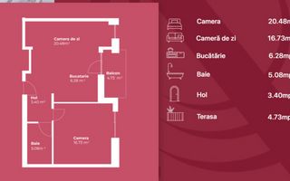 Apartament 2 camere, complex rezidential premium, zona Intre Lacuri - Schiță 2