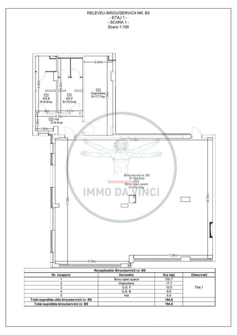 Spatii birouri 142mp si 194mp Marasti Iulius Mall finisaje la cerere - Schiță 3