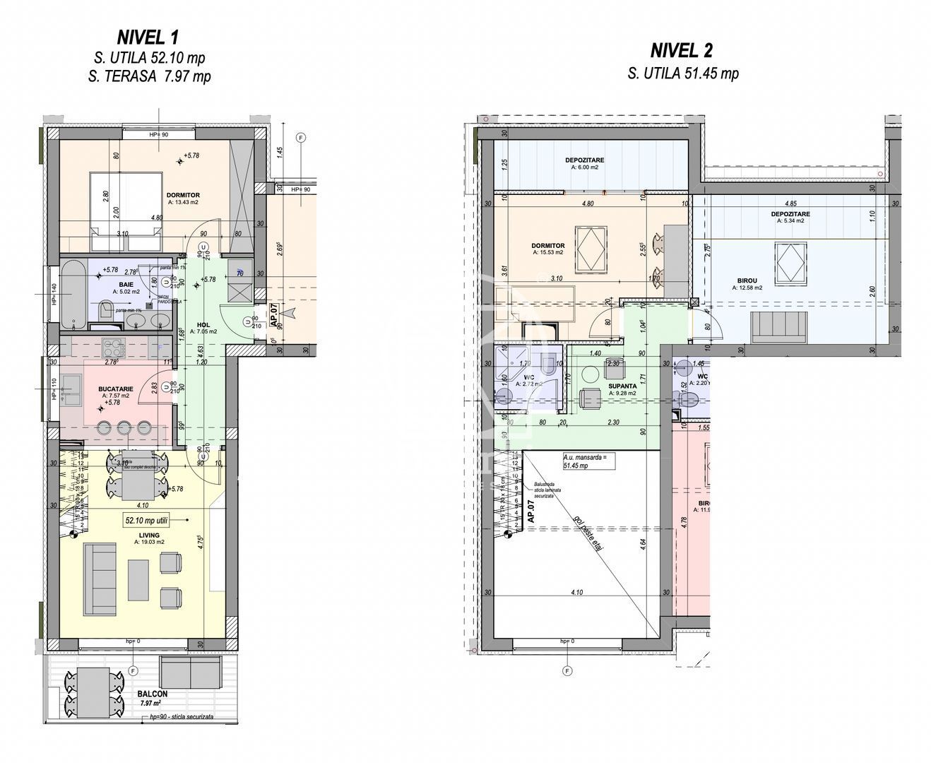 Penthouse 4 camere - 2 bai, 103.55 mp - (ALP-20J- DO-ap.7) - Poză 2