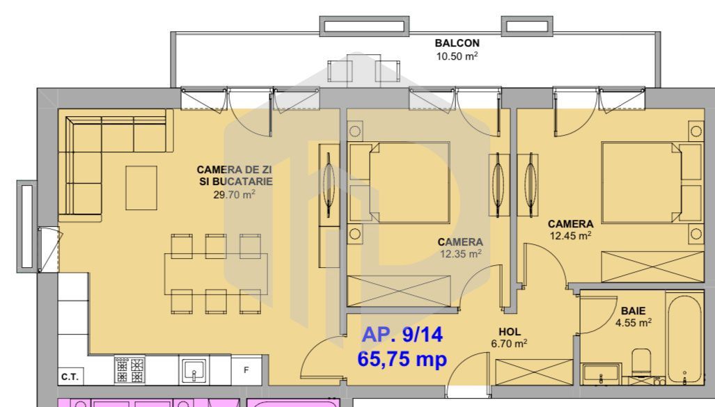 3 Camere | Etaj 1 | 2 Dormitoare | Doamna stanca | Dezvoltator - Poză 1