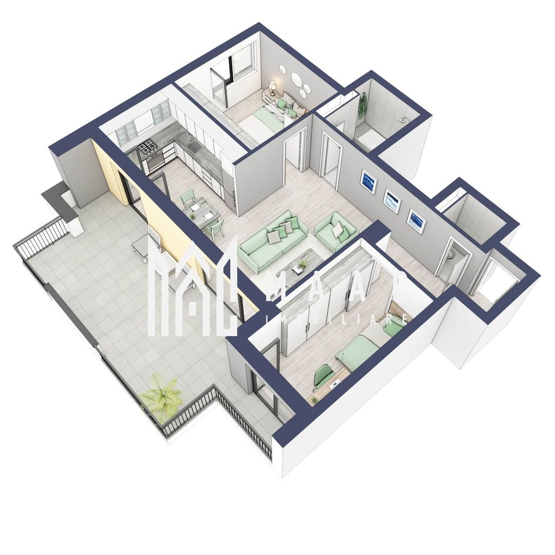 Apartament 3 camere | Balcoane 27.4 mp | Etaj 3 | Turnisor - Poză 3