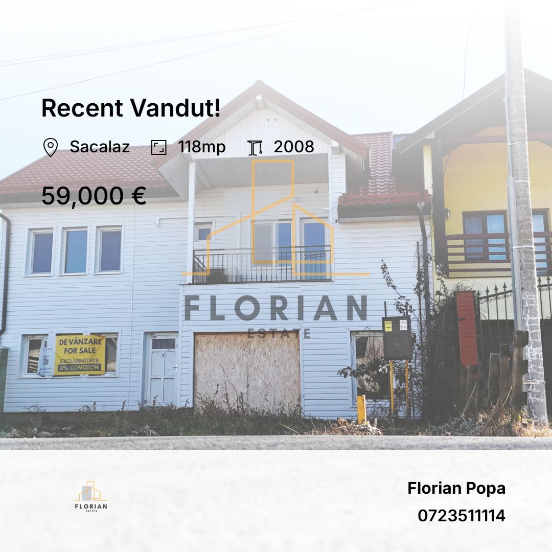 Duplex Sacalaz la gri, 118 mp utili, 260 mp teren, Comision 0%. - Poză 1