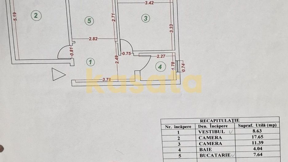 Apartament 2 camere de vânzare – Etaj 1 – Aviației - Schiță 6