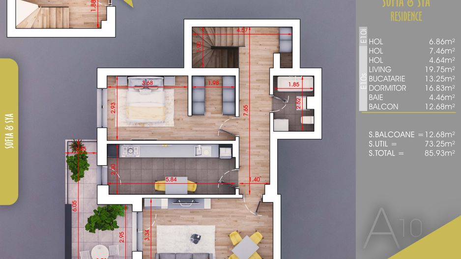 2 camere decomandat finalizat parcare bonus  Metrou N Teclu - Schiță 9