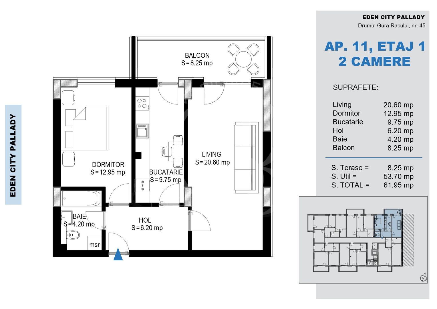Apartament 2 camere Theodor Pallady Metrou Nicolae Teclu - Schiță 2