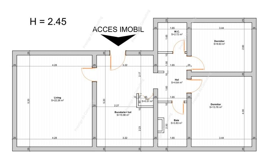 3 camere decomandat | Prima Inchiriere | Iulius Town – Matei Basarab - Schiță 21