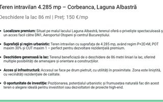 Teren intravilan 4.285 mp cu deschidere 86 ml la lac Corbeanca – Laguna Albastra - Poză 7