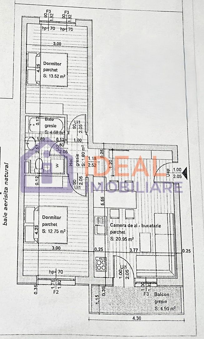 Apartament modern cu 3 camere Mobilat si Utilat,  Selimbar - Schiță 23