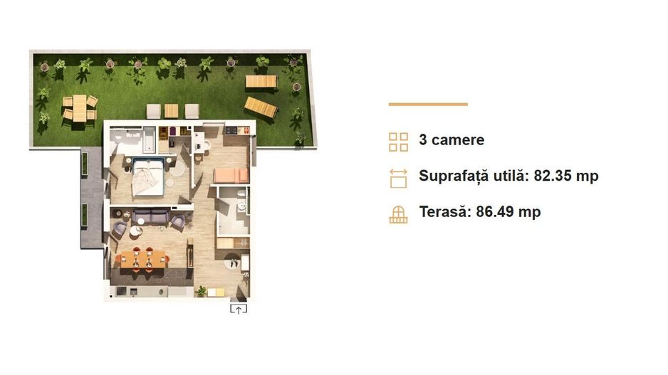 Apartament 3 camere cu terasa de 86 m2 in apropiere de parcul Central - Poză 5