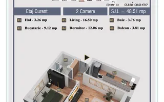 Apartament 2 Camere Chiajna-Eficienta & Confort de la 42.000e - Poză 14