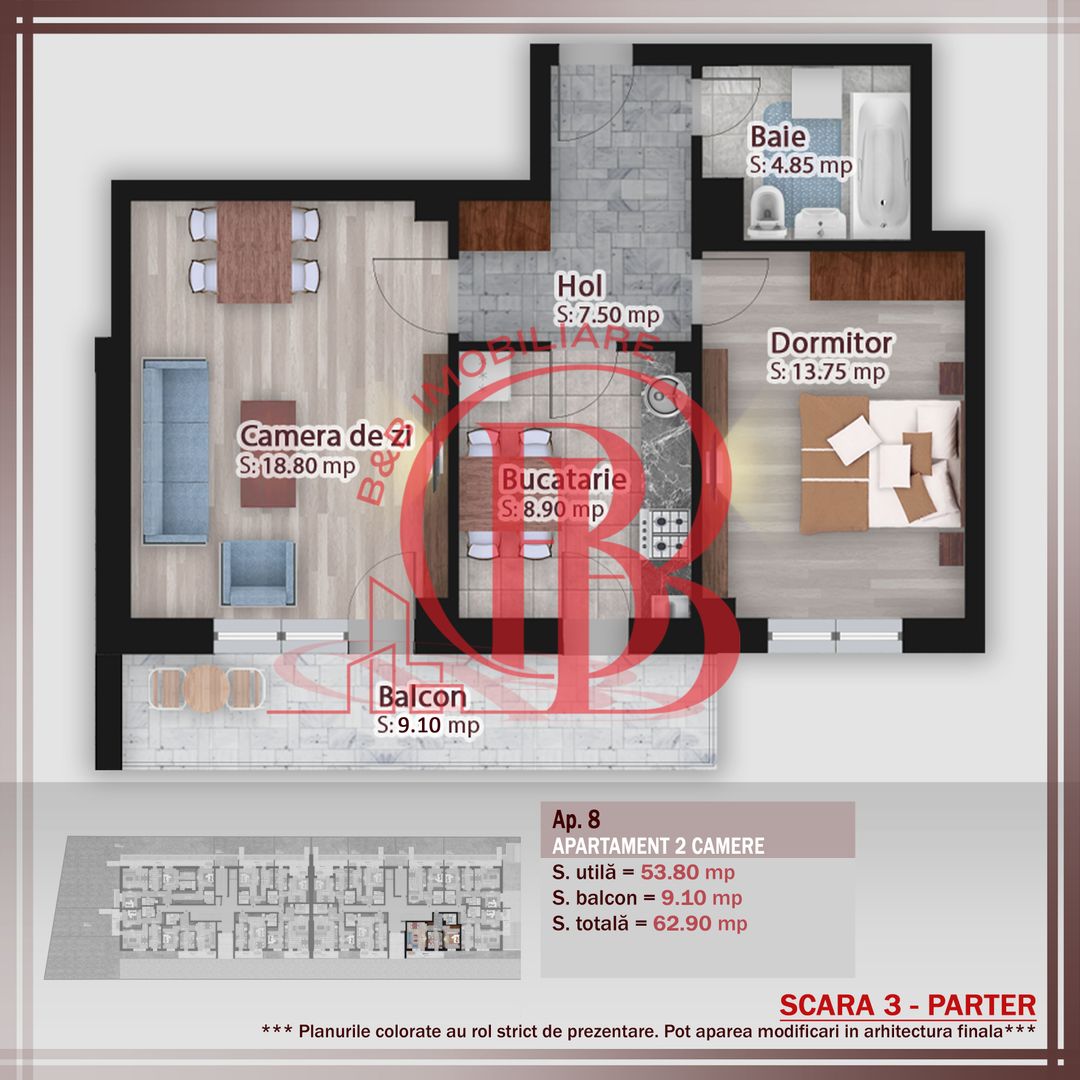 2 camere decomandat -Oferta lansare proiect Theodor Pallady - Schiță 1