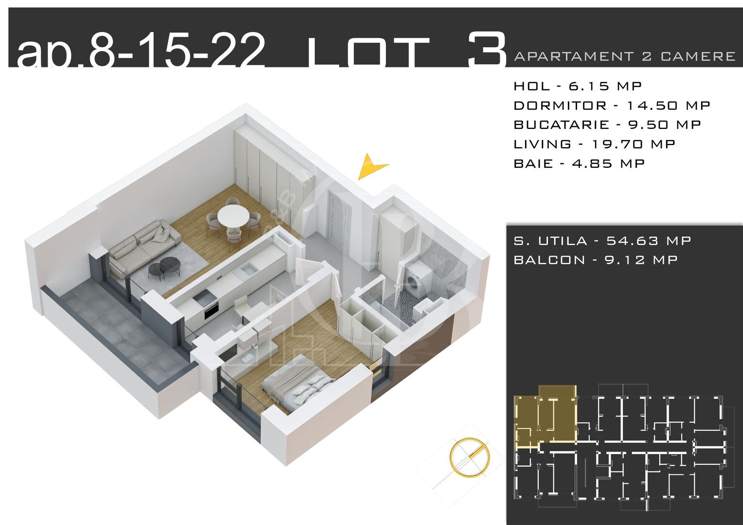Apartament 2 camere Th. Pallady-Metrou N. Teclu-Comision 0 - Schiță 12