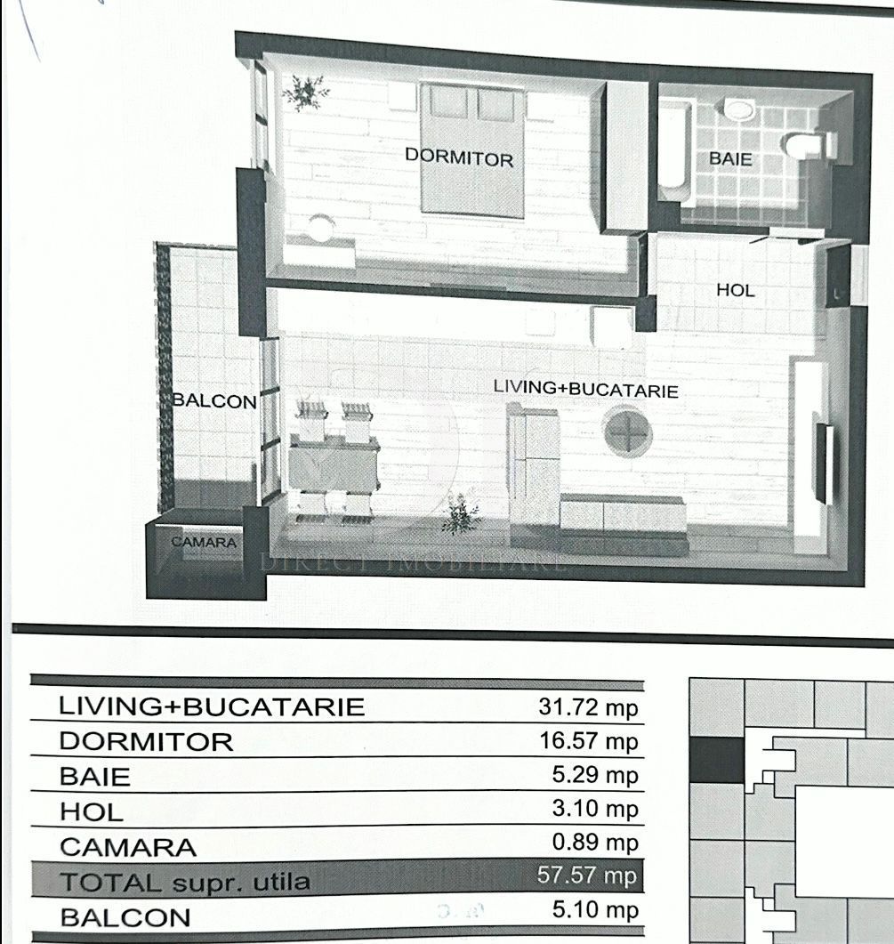 Apartament cu 2 camere | zona Vivo Floresti - Poză 13