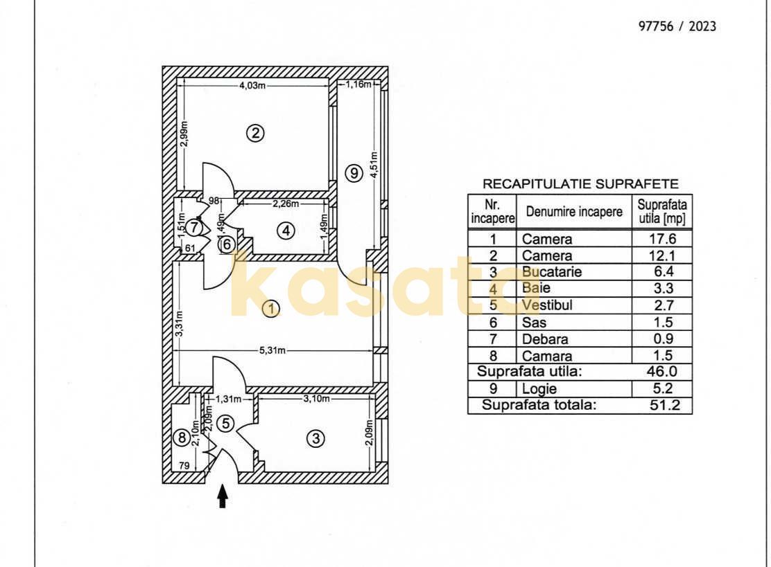 APARTAMENT 2 CAMERE | MATEI VOIEVOD | ETAJ 4/10 | CREDITABIL | - Schiță 9