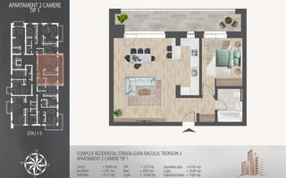 2 camere  700 metri de Metrou Nicolae Teclu - Schiță 12