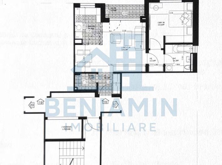 2 camere decomandate-Bloc Nou Parcare-Centrala-Mobilat-Coresi - Schiță 7