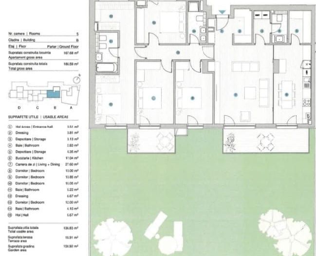 APARTAMENT PREMIUM CU 5 CAMERE ȘI GRĂDINĂ PRIVATĂ DE 160 MP - Poză 23