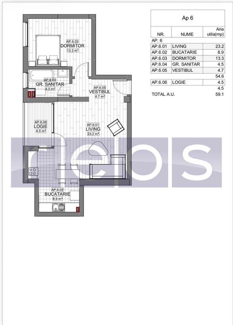 VANZARE APARTAMENT 2 CAMERE | LIZEANU | BLOC NOU | PARCARE | TERASA - Schiță 16