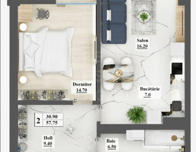 Vânzare, apartament, 2 camere, strada Profesor Ion Dumeniuc, Ciocana - Schiță 2