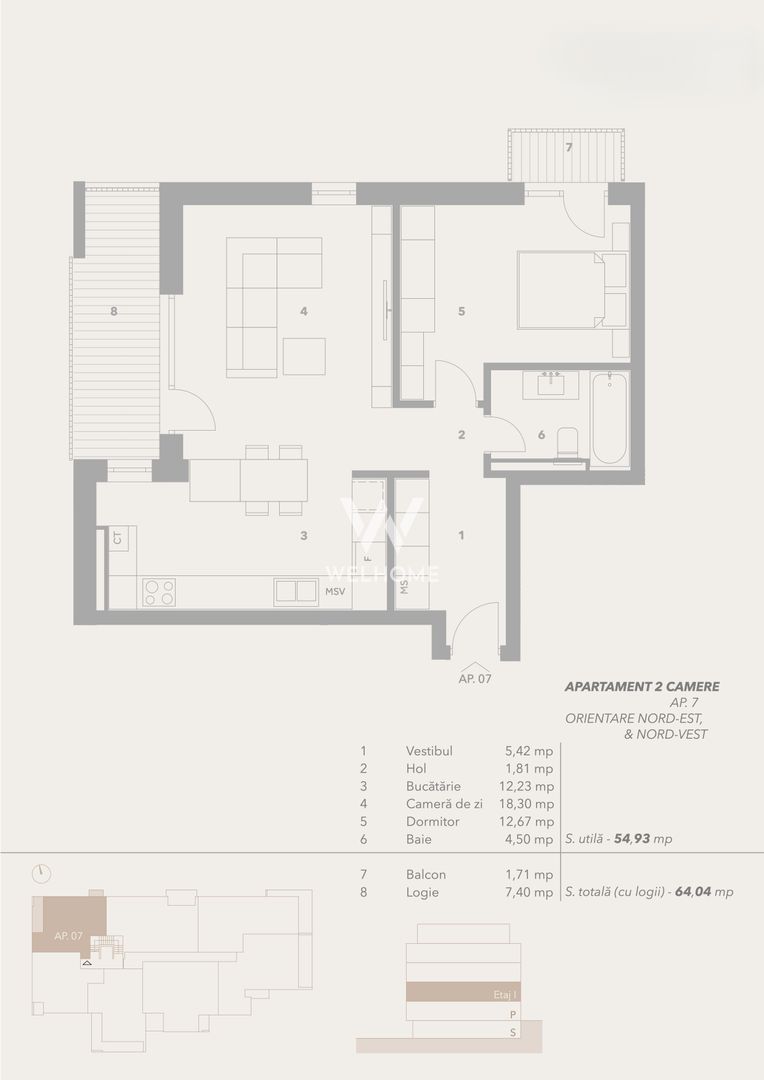 Apartament 2 camere, lift, boxe, garaj, INTABULAT - Sibiu - Schiță 7