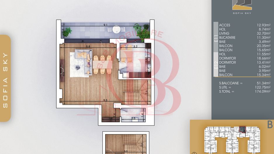 Theodor Pallady 3 camere Duplex Bloc Finalizat 7min Metrou - Schiță 2